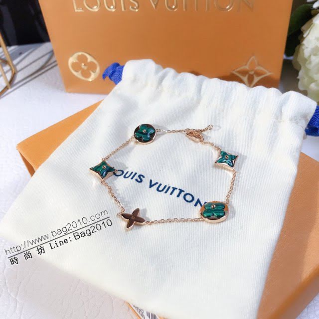 Louis Vuitton純銀飾品 路易威登天然孔雀石手鏈 LV五花手鏈  zglv2144